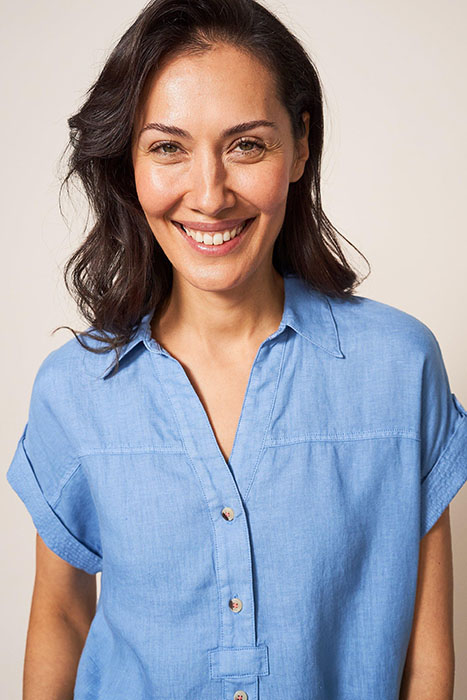 ELSIE LINEN TUNIC MID BLUE 4