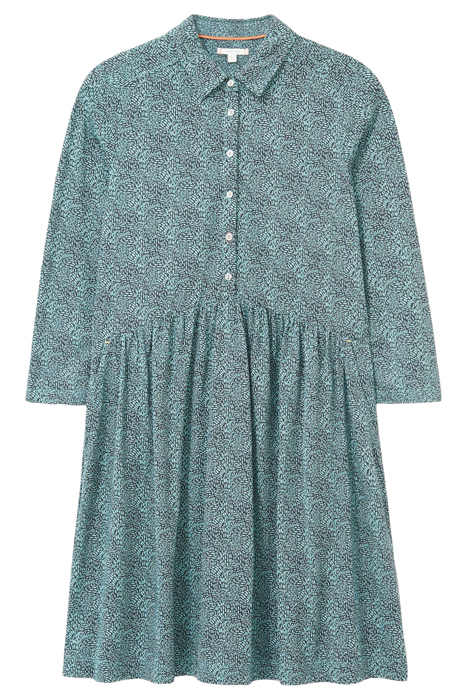 EVERLY JERSEY SHIRT DRESS TEAL MULTI 1