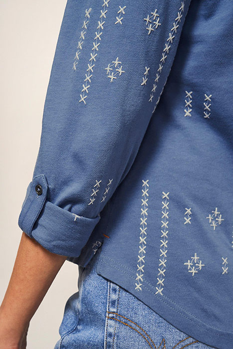 ANNIE EMBROIDERED JERSEY SHIRT BLUE MULTI 4