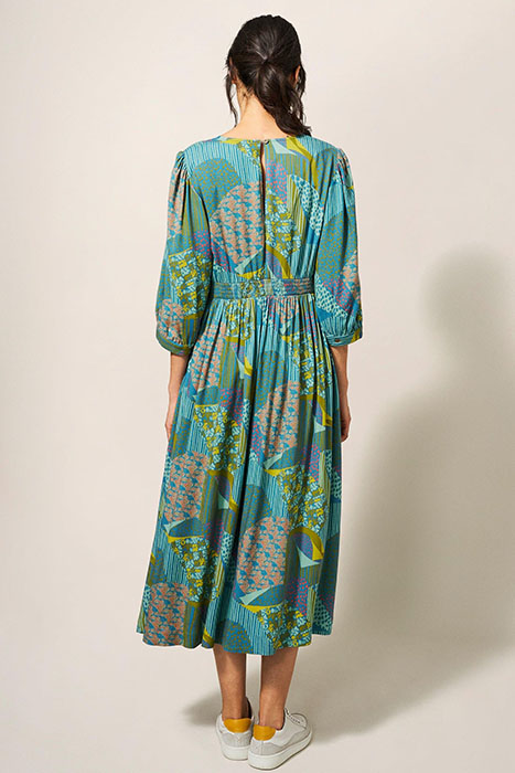 LUCY DRESS TEAL MLT 2
