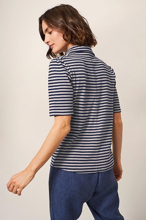 ROSIE RIB HALF SLEEVE NAVY MULTI 2