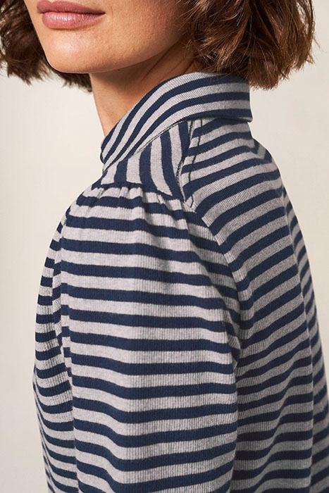 ROSIE RIB HALF SLEEVE NAVY MULTI 3
