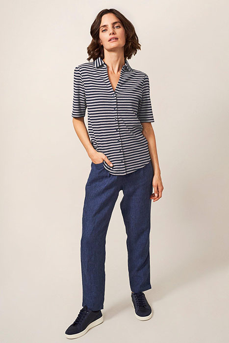 ROSIE RIB HALF SLEEVE NAVY MULTI 1