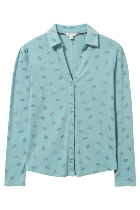 ROSIE RIB JERSEY SHIRT TEAL PRINT 3
