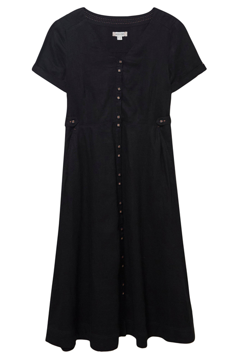 IVY LINEN MIDI DRESS PURE BLK 4
