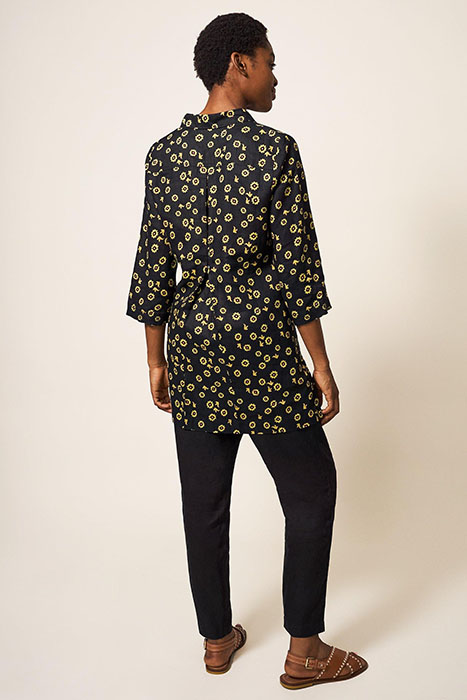 BLAIRE LINEN TUNIC BLK MLT 2