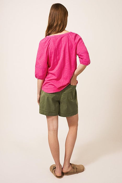 PHOEBE JERSEY MIX TOP BRIGHT PINK 2