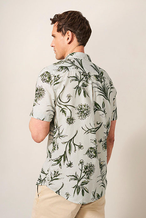 LEAF PRINTED SLIM FIT SHIRT KHAKI GREEN 2