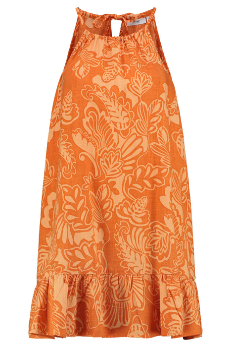 LADIES MEDELLIN DRESS ARTSY LEAVES FRESH APRICOT ORANGE 9