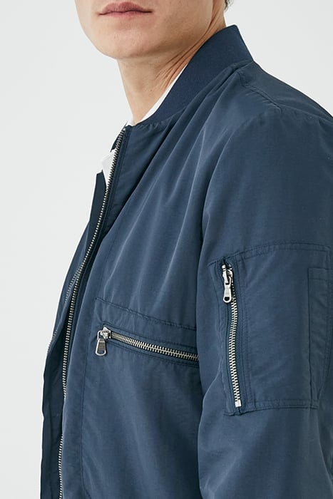 NAVY NYLON BOMBER JACKET 5
