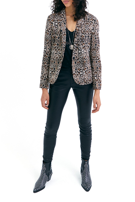 BROWN ARABESQUE PRINT SUIT JACKET 3