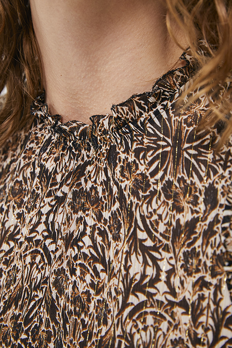 ARABESQUE PRINT VICTORIAN HIGH NECK LOOSE BLOUSE 6