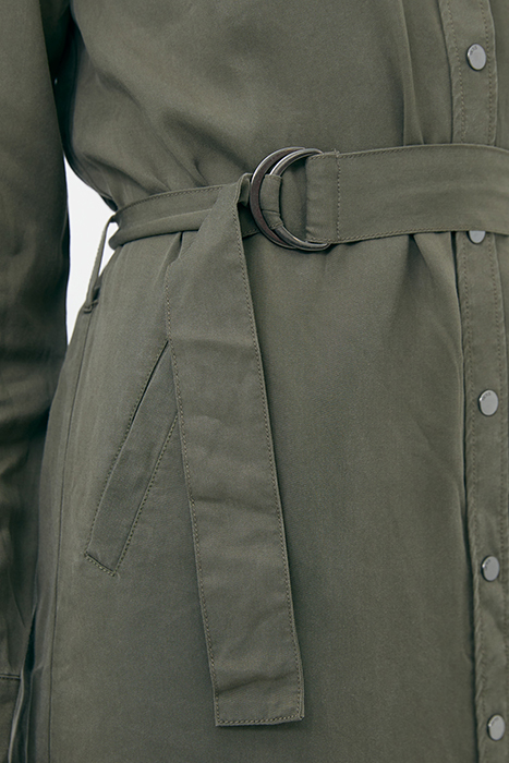 KHAKI TENCEL SHIRT DRESS WITH STUDDED BACK 5