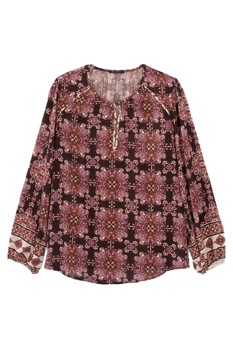 PURPLE BOHO PRINT VOILE BLOUSE 5