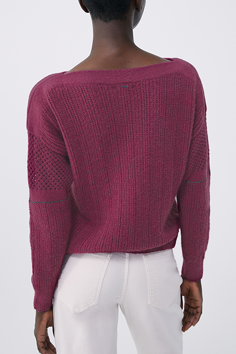 PURPLE KNIT SWEATER WITH STITCH DETAIL AND CHAINS 2