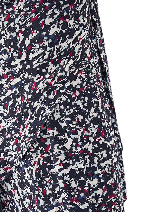 NAVY TACHIST PRINT A-LINE WRAP SKIRT 7