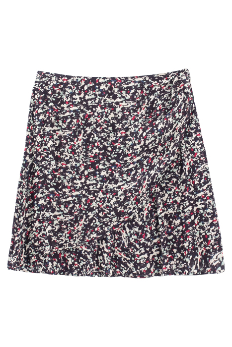 NAVY TACHIST PRINT A-LINE WRAP SKIRT 4