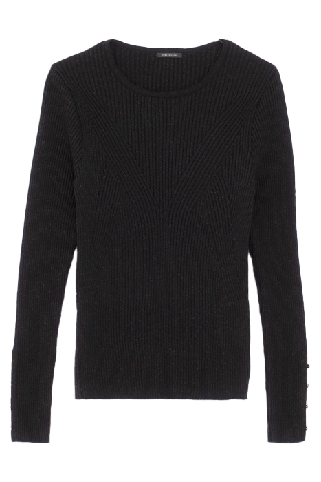 BLACK FINE KNIT SWEATER WITH BUTTONED CUFFS 4