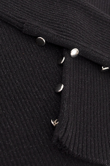 BLACK FINE KNIT SWEATER WITH BUTTONED CUFFS 8