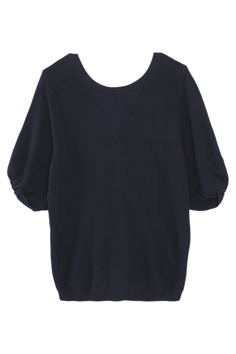 NAVY KNIT FRONT/BACK SWEATER, BUTTONED BACK 3