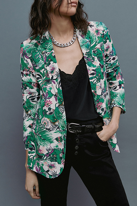 GREEN PLANT PRINT SUIT JACKET 6