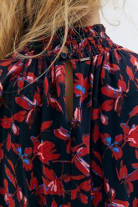 RED ROCK FLORAL PRINT DRESS WITH SMOCKED COLLAR 5