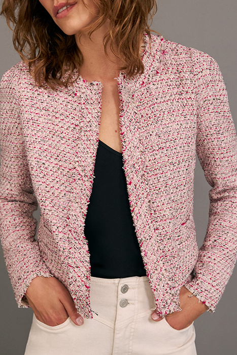 PINK DECORATIVE TWEED SQUARE JACKET 6
