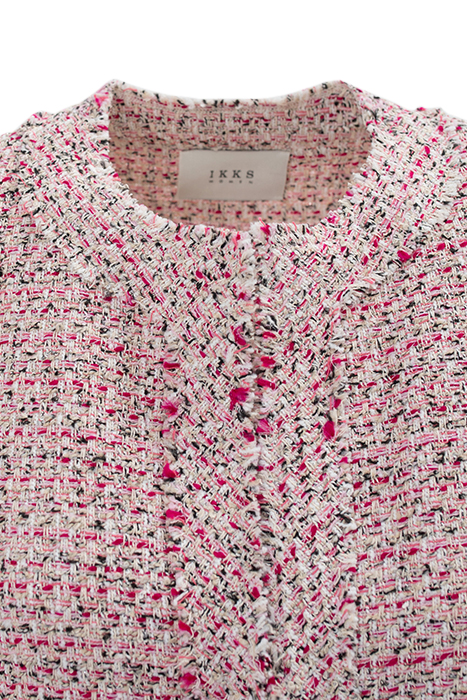 PINK DECORATIVE TWEED SQUARE JACKET 8