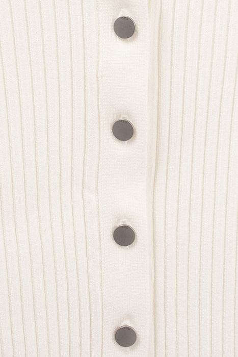 OFF-WHITE RIBBED KNIT BALLERINA NECK CARDIGAN 7