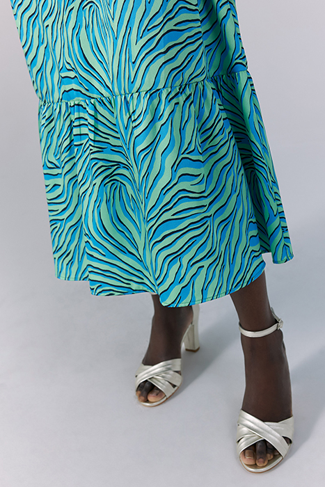 TURQUOISE ZEBRA PRINT BACKLESS LONG DRESS 7