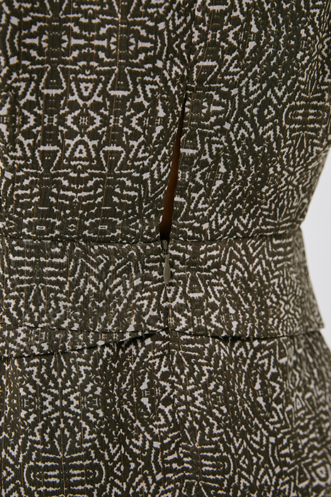 KHAKI ETHNIC PRINT DRESS WITH CROSSOVER WAIST 5