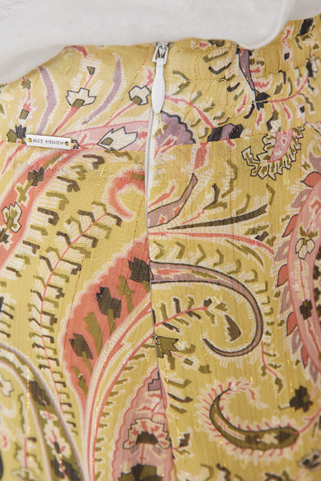 YELLOW PAISLEY SUMMER ASYMMETRIC MIDI SKIRT 5