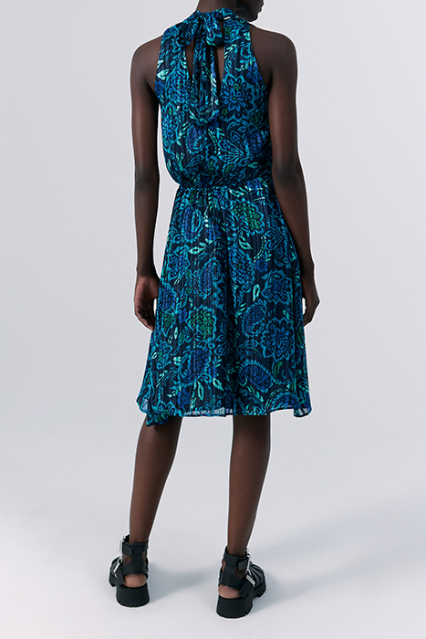 NAVY PSYCHEDELIC FLORAL PRINT DRESS, TIED BACK 3