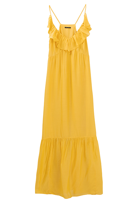 YELLOW RUFFLED STRAPPY LONG DRESS 3
