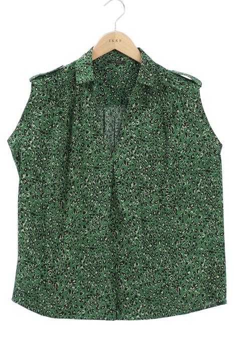 WOMEN'S GREEN LEOPARD VISCOSE TOP 2