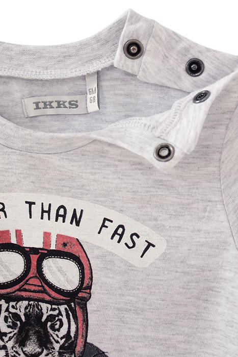BABY BOYS’ GREY BIKER-TIGER IMAGE ORGANIC T-SHIRT 4