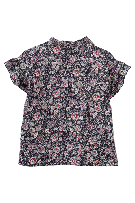GIRLS’ NAVY FLOWER PRINT LENZING™ ECOVERO™ VISCOSE RUFFLED T 2