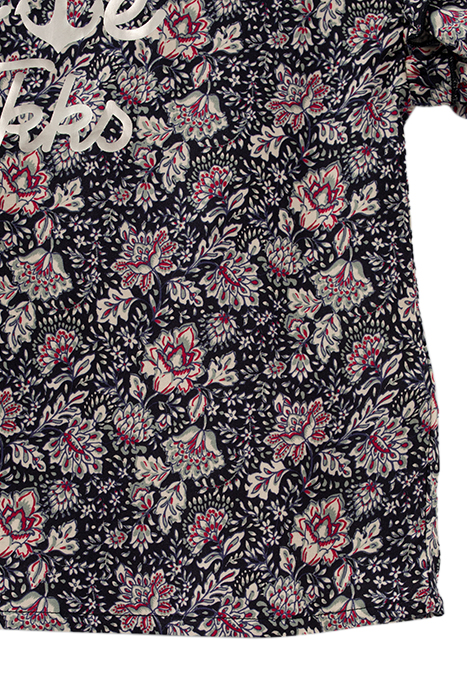 GIRLS’ NAVY FLOWER PRINT LENZING™ ECOVERO™ VISCOSE RUFFLED T 3