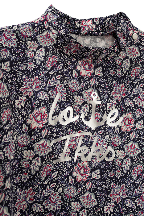 GIRLS’ NAVY FLOWER PRINT LENZING™ ECOVERO™ VISCOSE RUFFLED T 4