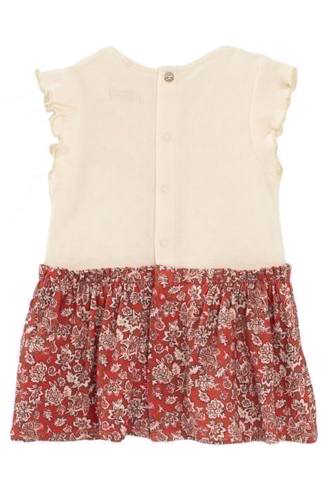 BABY GIRLS’ ECRU/PRINT MIXED-FABRIC DRESS 2