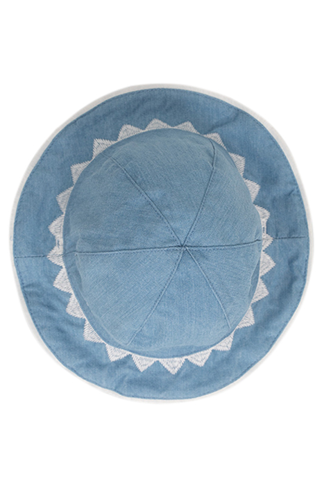 BABY GIRLS' BLUE AND WHITE EMBROIDERED REVERSIBLE HAT 3