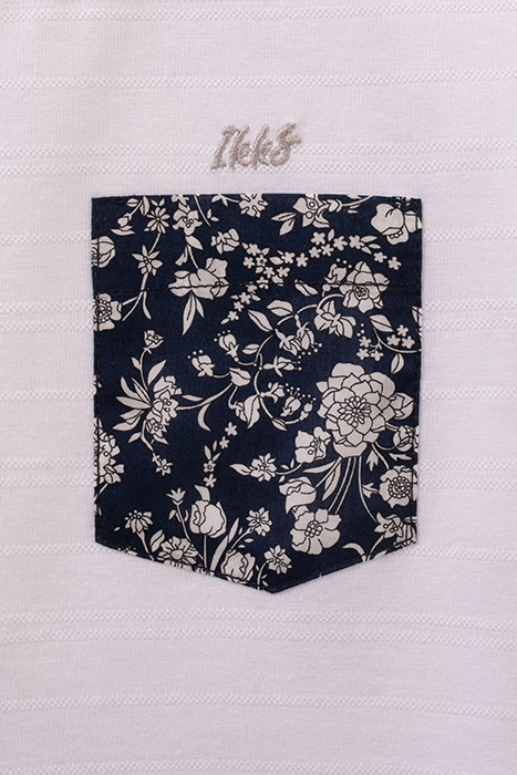 BOYS’ WHITE T-SHIRT WITH FLOWERY LIBERTY FABRIC POCKET 4