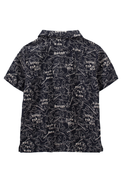 BOYS’ NAVY LENZING™ ECOVERO™ VISCOSE SHIRT, LINE DRAWING PRI 2