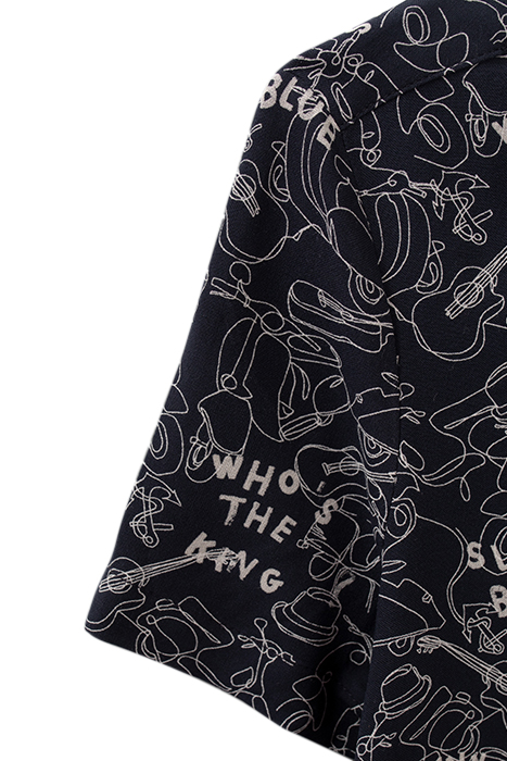 BOYS’ NAVY LENZING™ ECOVERO™ VISCOSE SHIRT, LINE DRAWING PRI 5