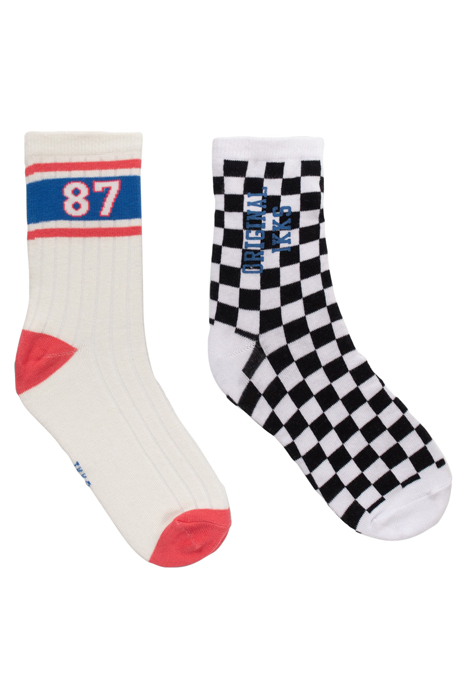 BLACK CHECKERBOARD/WHITE STRIPED SOCKS 3