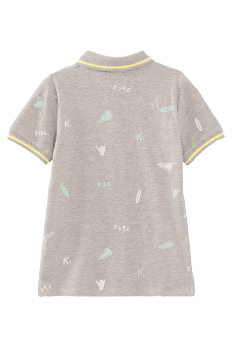 BOYS’ GREY MARL ALL-OVER EMBROIDERY POLO SHIRT 2
