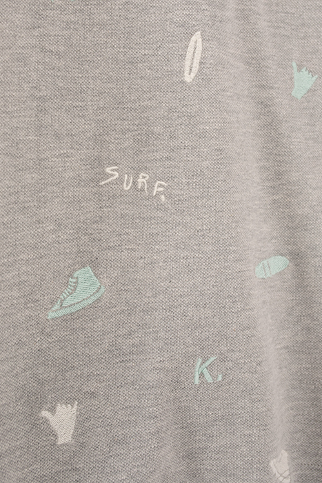 BOYS’ GREY MARL ALL-OVER EMBROIDERY POLO SHIRT 5