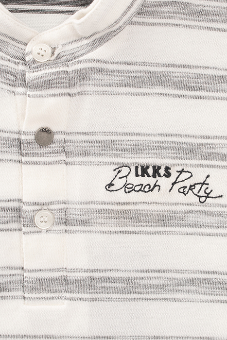 BOYS’ ECRU POLO SHIRT WITH GREY STRIPES 5