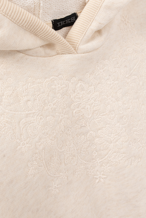 GIRLS’ BEIGE HOODIE EMBROIDERED ON FRONT 4