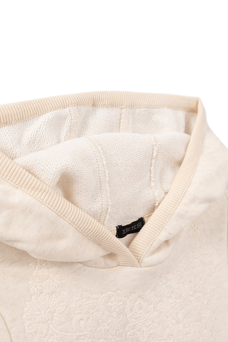 GIRLS’ BEIGE HOODIE EMBROIDERED ON FRONT 3
